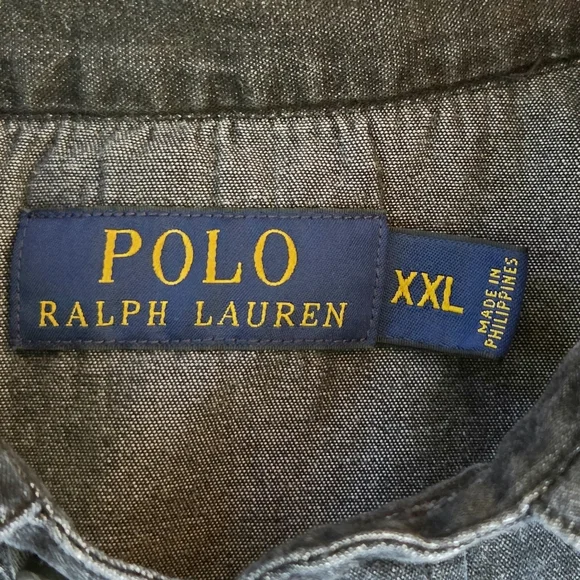 Polo Ralph Lauren Men's XXL Western Shirt Washed Black 100% Cotton Snap Front - Picture 5 of 16